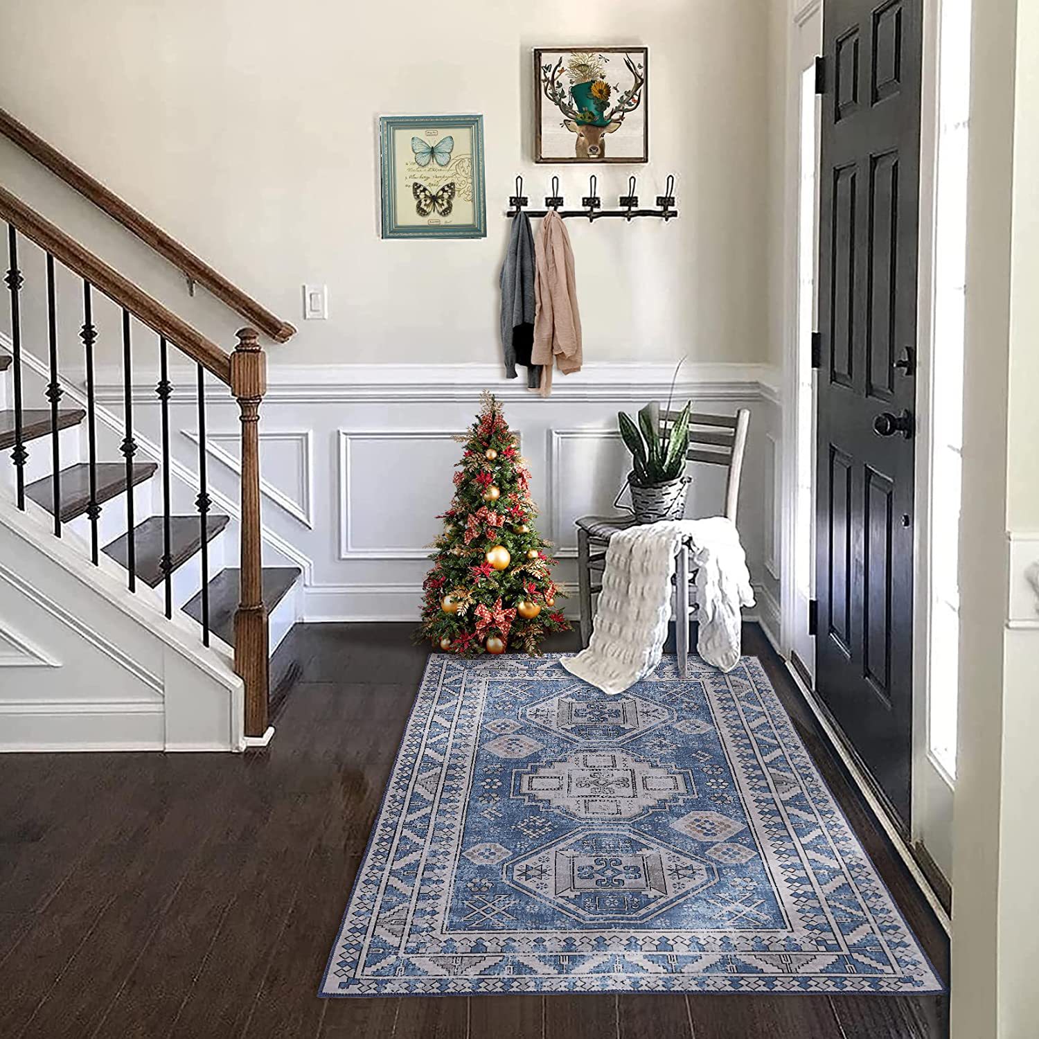 Transfronterizo de estilo bohemio marroquí lavable alfombra máquina lavable patrón tribal alfombra plegable