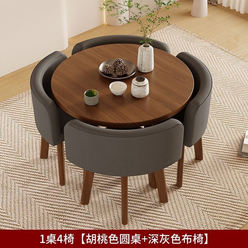 Mesa de comedor doméstica simple y moderna, mesa de comedor, mesa de comedor, mesa de comedor, mesa redonda de sala de estar, silla de comedor de almacenamiento completo image 13