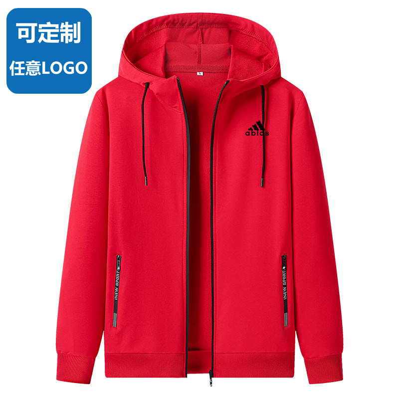 봄가을용 남성 후드티셔츠, 루즈핏 지퍼 가디건, 트렌디한 브랜드, 젊은층 야외 활동용, 로고 프린팅 가능, 긴팔