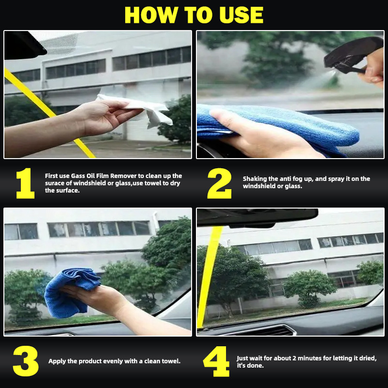 Ryekew Long-Lasting Anti-Fog Spray for Car Glass and Helmet, Windshield Anti-Fog Spray