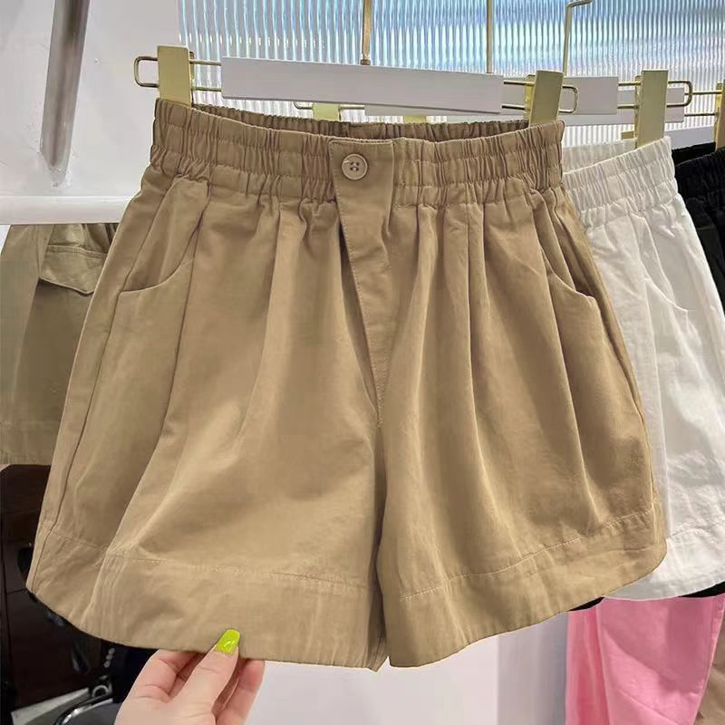 Summer Solid Color High-Waisted Shorts for Women 2026 Summer Thin Three-Quarter Shorts Straight-Leg Loose Slimming Casual Outerwear