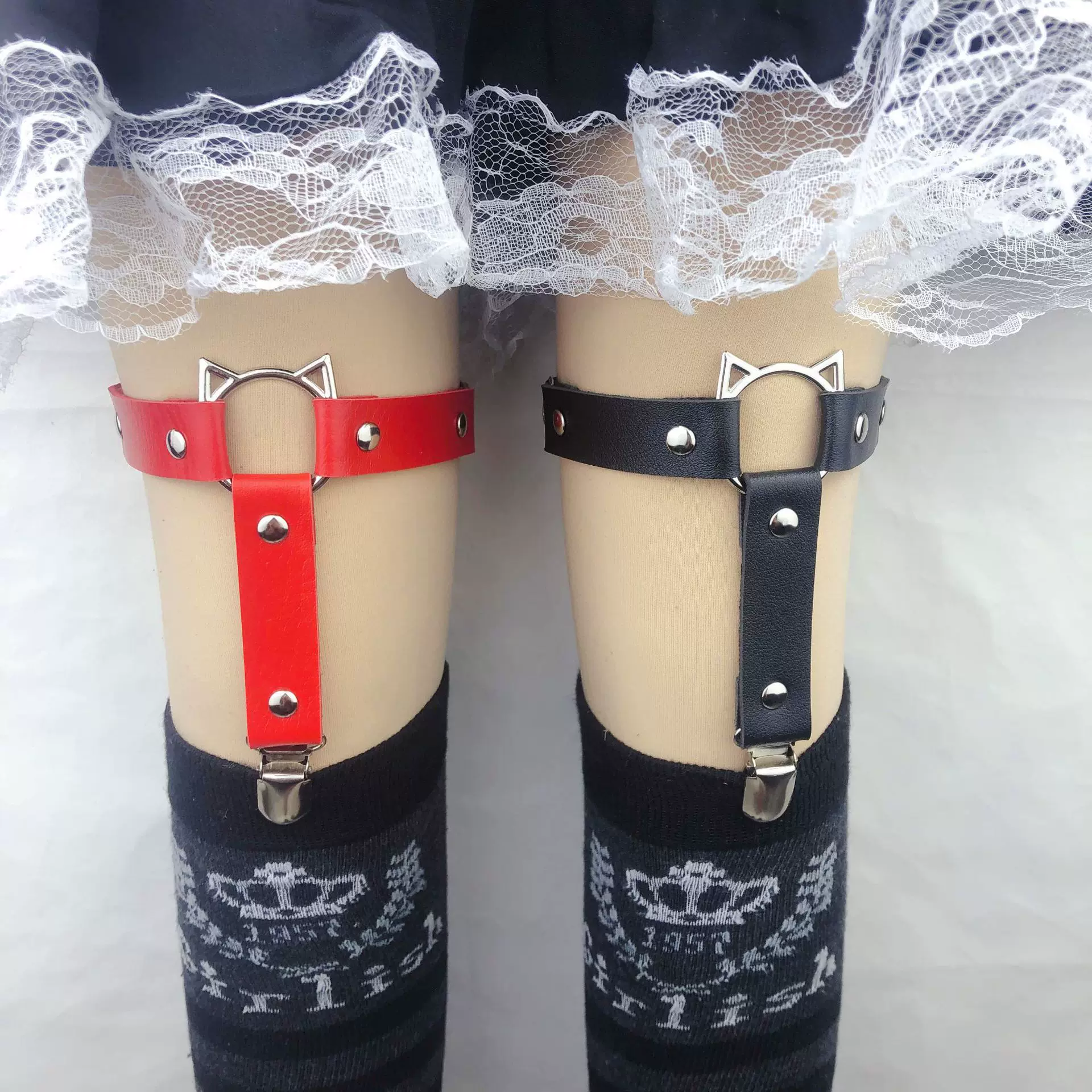 欧美跨境潮流猫头鹰原宿皮腿环吊袜带饰品朋克街舞演出脚环饰品