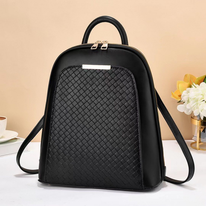 Bolso de Mujer Estilo Coreano de Taizhou, Bolso de Color Sólido con Relieve, Bolso de Hombro, Mochila de Doble Hombro, Bolso Escolar de Moda a Cuadros, Fabricante