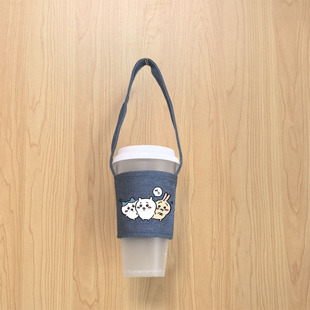 hand-cranked denim canvas cup set milk tea coffee beverage cup bag cotton portable portable gift bag giika wow