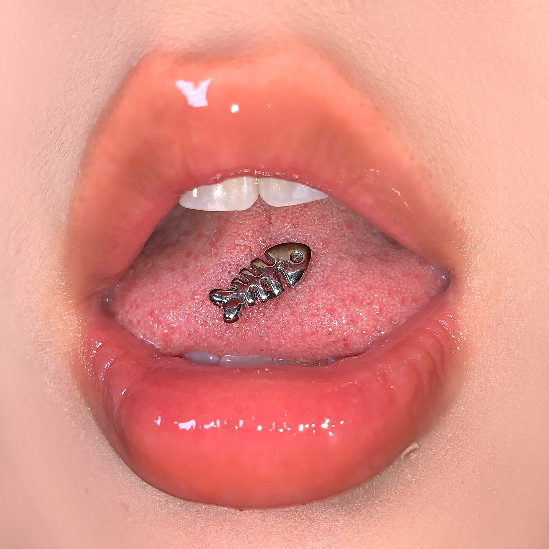 Labret stud lip piercing jewelry styling detail