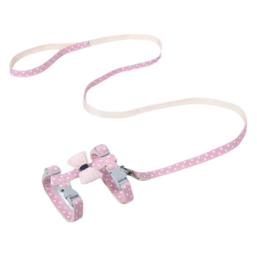 Cuerda de tracción en forma de I en stock cuero Taobao verano Polka Dot arco gato anti-rotura mascota excursión gato cuerda al por mayor