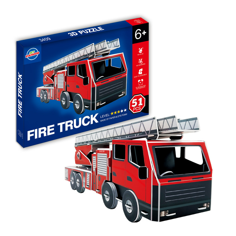 Fire truck 3D 3D puzzle creative building assembled toy engineering machinery ladder truck crane forklift stirring