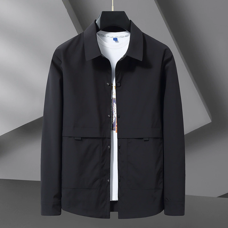 Мужская модная повседневная куртка-рубашка свободного кроя с отложным воротником для полных мужчин, весна-осень 2024