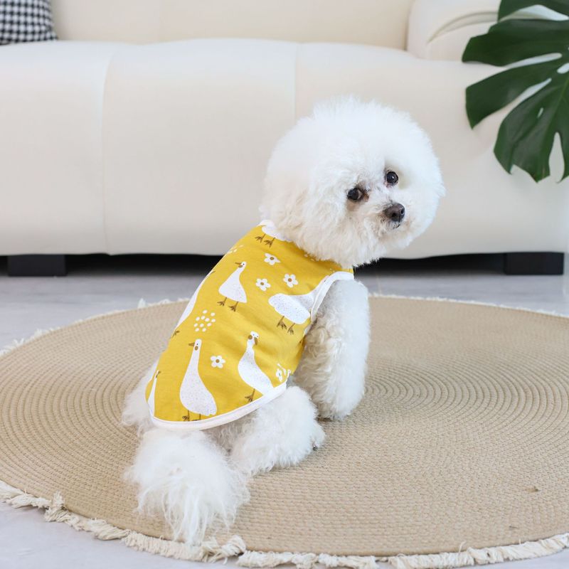 Womi 薄くて柔らかいクラス A コーマ綿子犬服花大鵝柄遊び心とかわいいスタイルビションフリーゼベスト|undefined