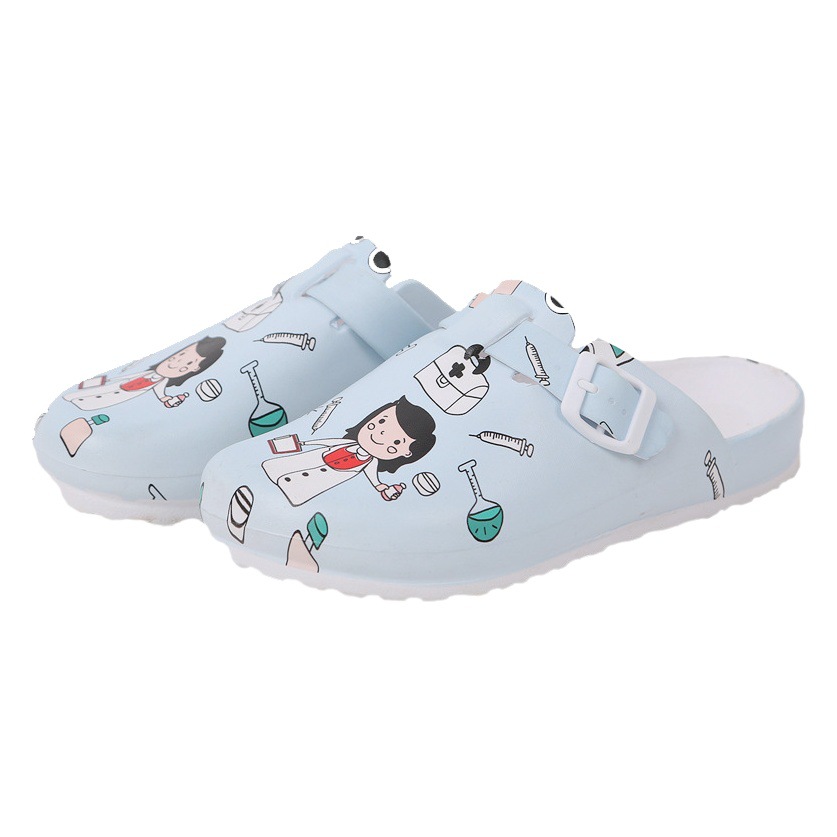 Zapatillas de quirófano al por mayor estudio de laboratorio de hombres punta cerrada zapatos protectores de fondo suave dibujos animados creativos zapatos de moda de mujer enfermera