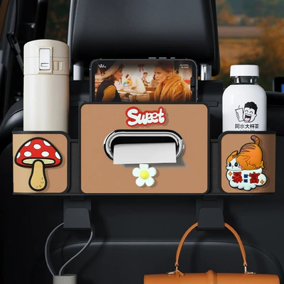 Car Seat Back Multifunctional Cup – Car cup holder/beverage holder - brown-sweet-series-4th-generation-seat-storage-box