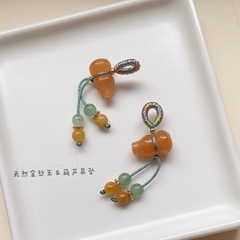 卸売り天然金糸玉ひょうたんペンダント玉手編みひも小提溜DIYブレスレット手串ストラップセット品