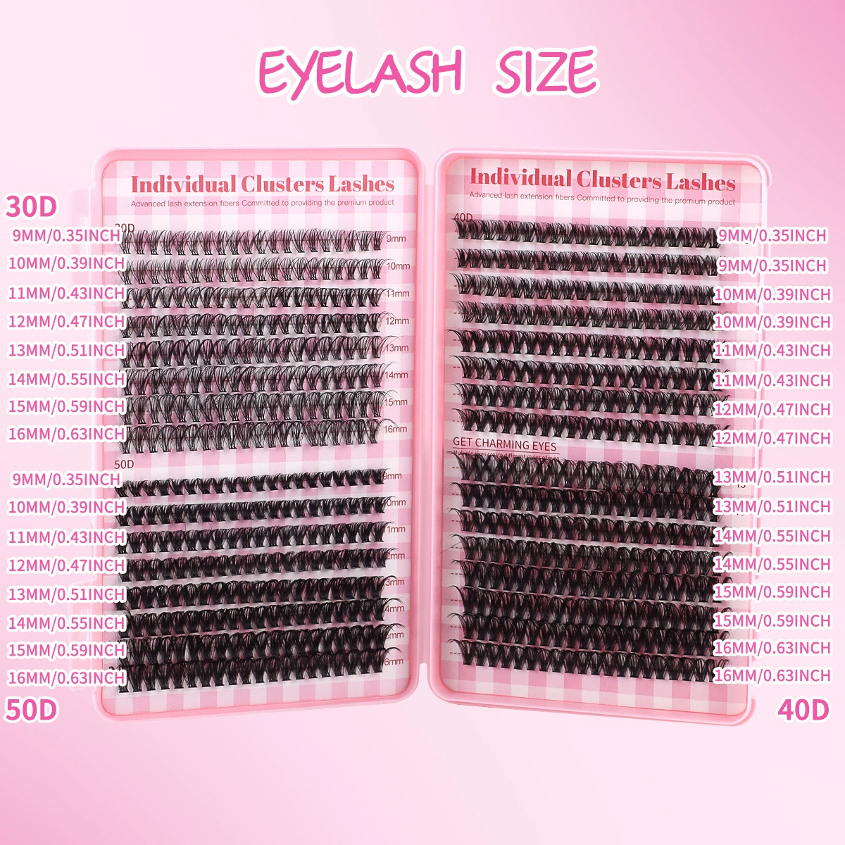 Dense False Eyelash Set DIY, Individual Cluster Lashes 16 mm — Multi‑configuration Kits