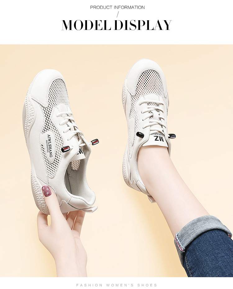 Giày sneaker nữ da thật lưới thoáng khí đế bằng 3 cm mùa hè 2025 — LJ 58219 [be xám] cao gót 3cm, LJ 58108 [be xám] cao gót 3cm, LJ 58109 [màu be] cao gót 3cm, DH 58617 [màu be xám] cao gót 3cm chi tiết 6