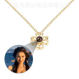 100种语言我爱你个性定 制照片投影项链四叶花桃心吊坠女源头工厂