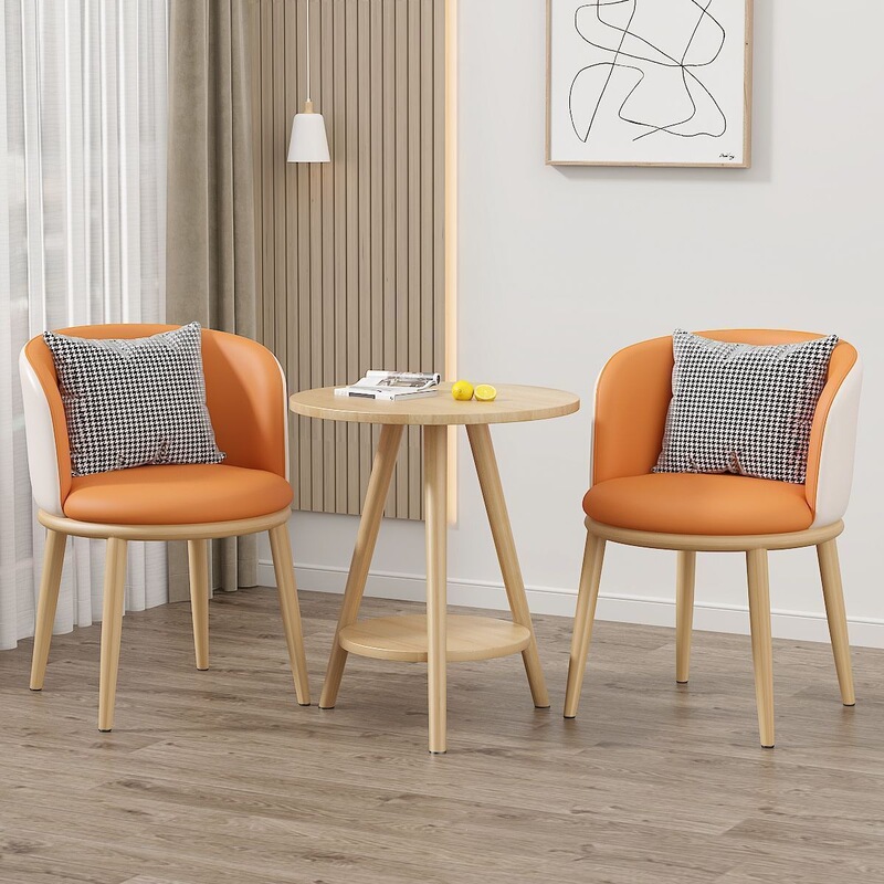 Balcony Leisure Table and Chair Set, Living Room Light Luxury Tea Table and Chair Combination, Homestay Hotel Meeting Trendy Table and Chair Set, Three-Piece Set