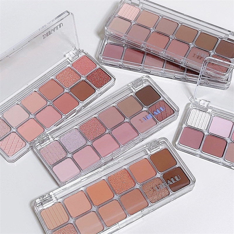 DIKALU12 color eye shadow cement plate matte earth color matte pearlescent milk tea eye shadow plate cross-border color makeup