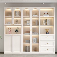 落地实木书柜轻奢一体整墙现代简约储物柜家用客厅可选择组合书橱