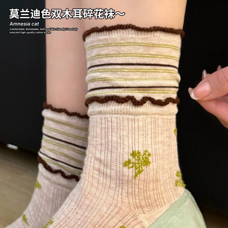 Vintage Floral Ruffle Socks for Women 2026 New Pure Cotton Summer Thin Seamless Long Socks with Lace Edge Vintage Floral Ruffle Socks for Women 2026 New Pure Cotton Summer Thin Seamless Long Socks with Lace Edge