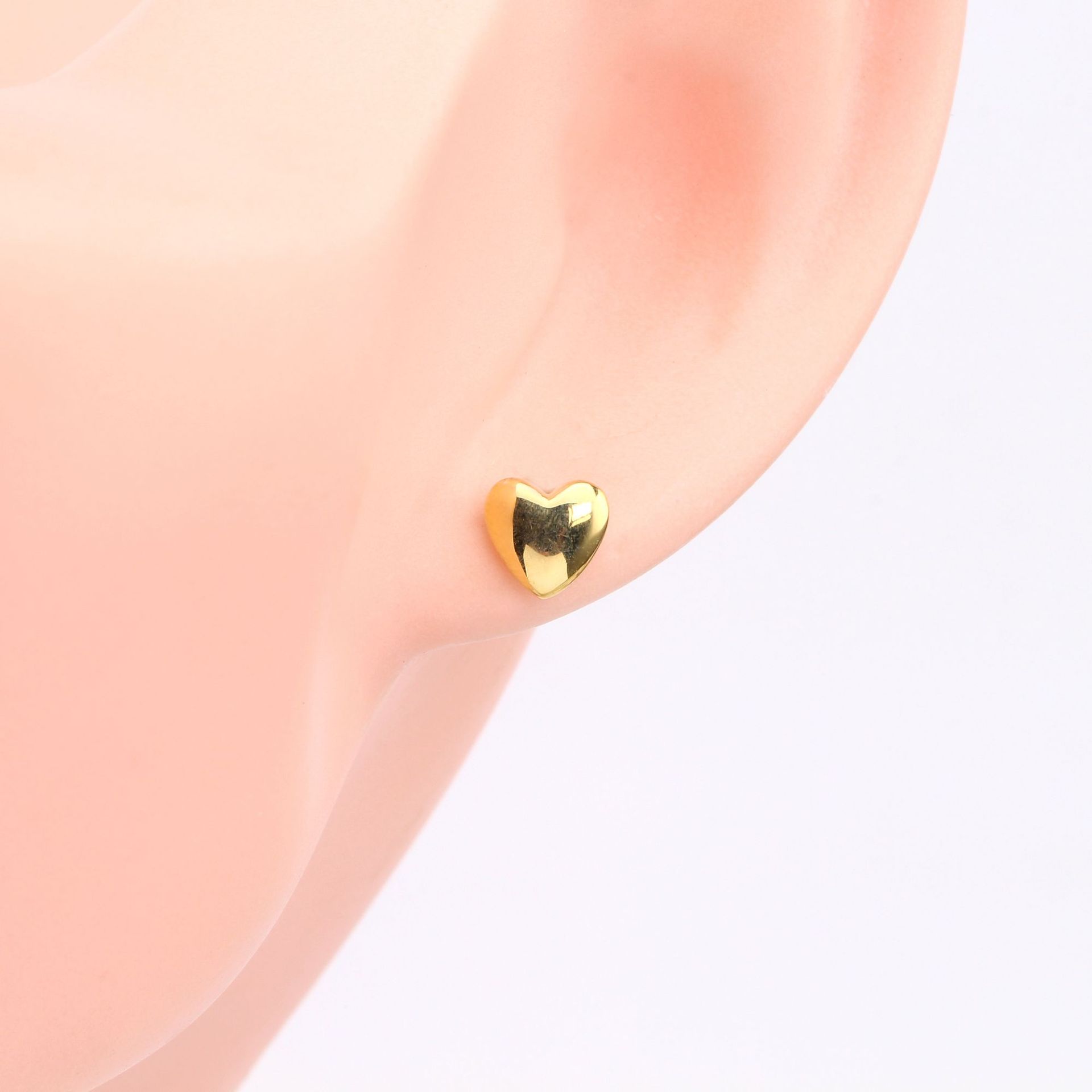 18K Real Gold Plated, Rhodium Plated Plating Material Stone-Free Inlay Material 1 Pair 925 Sterling Silver Heart Shape Ear Studs