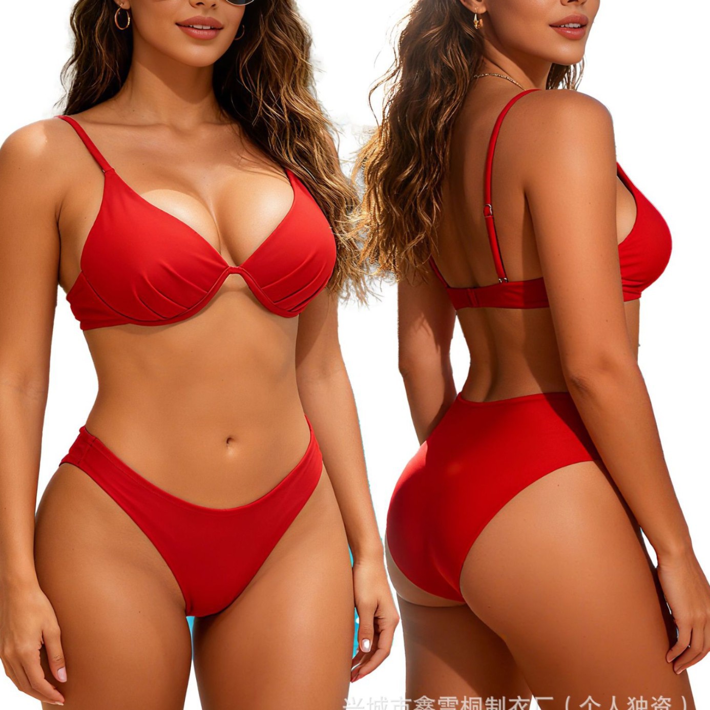 2026 New Fashion Sexy Solid Color Split Bikini Women's Swimsuit Pure Desire Backless Hot Spring Resort Swimwear