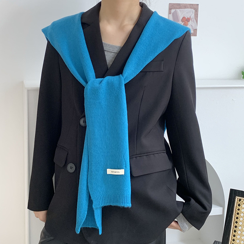 Tejido de lana pura con un chal de aire acondicionado de mujer cuello falso decoración bufandas de nudos hombros cálidos manteniendo el cuello