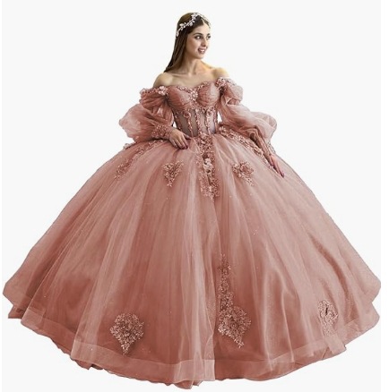 Flores vestido de adulto con mangas brillante con cuentas vestido dulce 2026 nuevo vestido de baile de hombro para mujeres image 13
