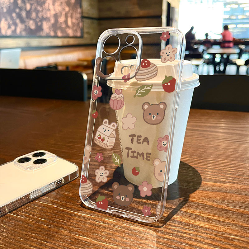 简约小熊苹果15promax手机壳iPhone16可爱13透明12防摔14包xs潮