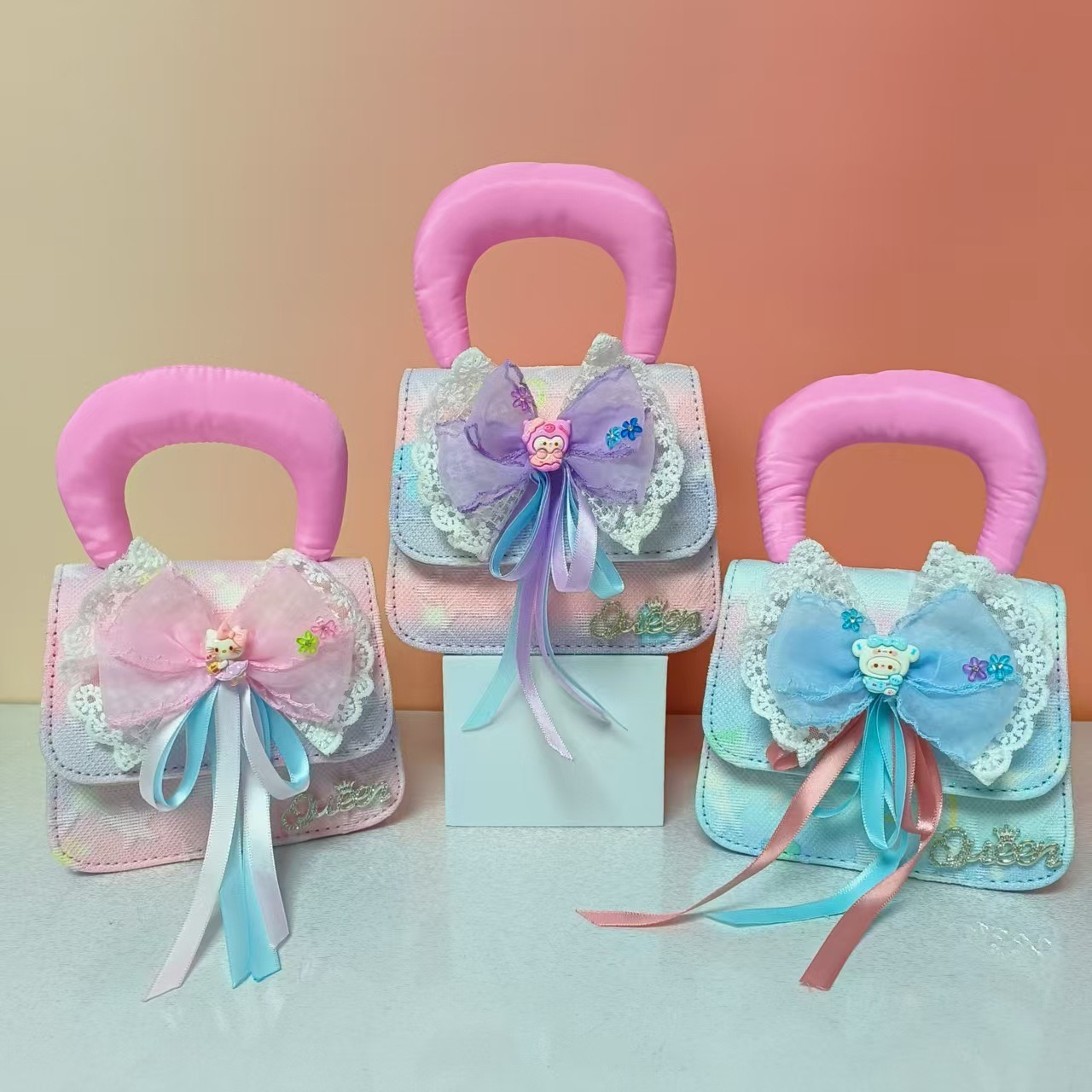 Bolso de princesa portátil de perlas, arco de encaje, bolso de hombro, bolso de cadena, bolso de cambio de Año Nuevo.