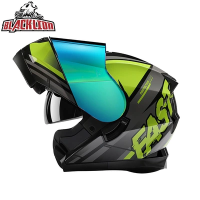 Anti-Fog Breathable All-Season Full-Face | Motosiklet kaskı (dəbilqə) - green-fast-color-mirror-m57-58