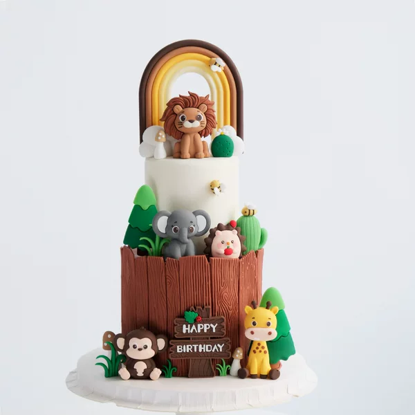 Mori Small Animal Soft Rubber Cake Decoration Ornaments Forest Lion Giraffe Elephant Monkey Leaf Cactus Hedgehog