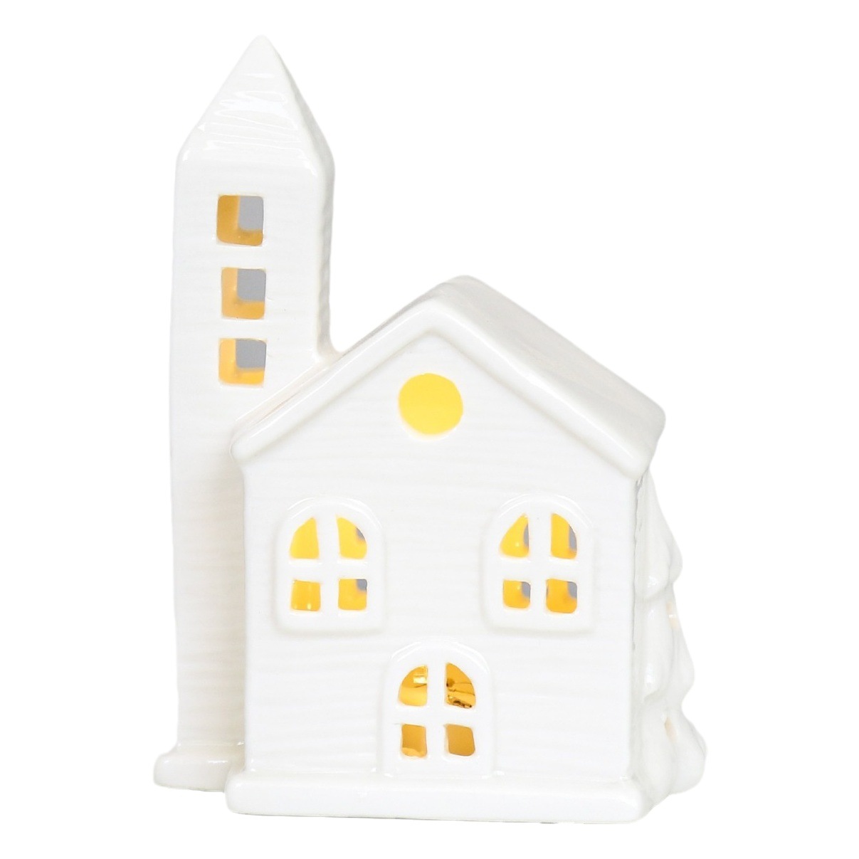 Nórdico cerámica candelabro pequeña casa LED noche luz linterna Navidad decoración artesanía Comercio exterior al por mayor