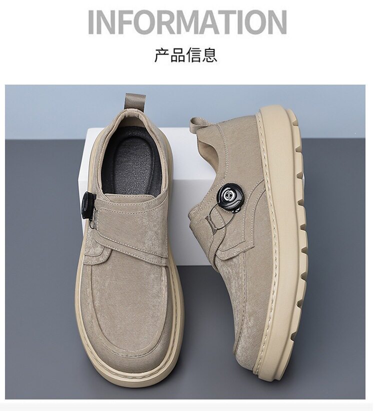 Giày thể thao nam sneaker lưới thoáng khí khóa xoay đế dày — Màu kaki, màu xám, màu đen chi tiết 7