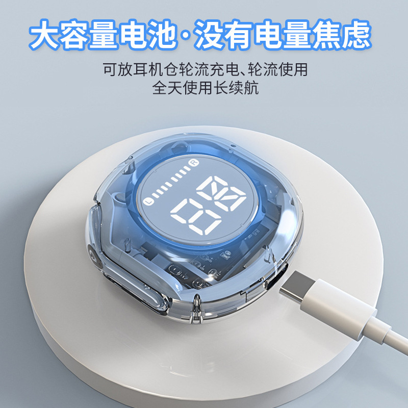 LD2数显女生蓝牙耳机无线双边透明ENC立体声超长续航运动游戏|undefined