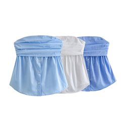 2023夏季新品女裝外貿批發歐美風時尚辣妹氣質三色抹胸上衣