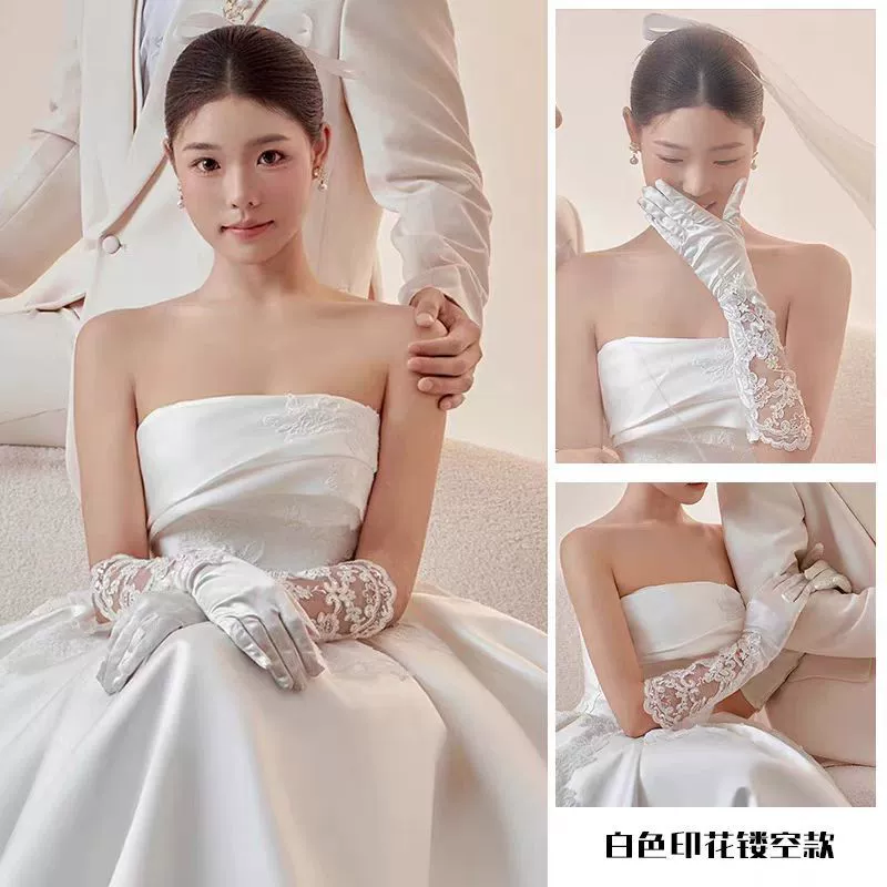 White long gloves, accessory, evening dress