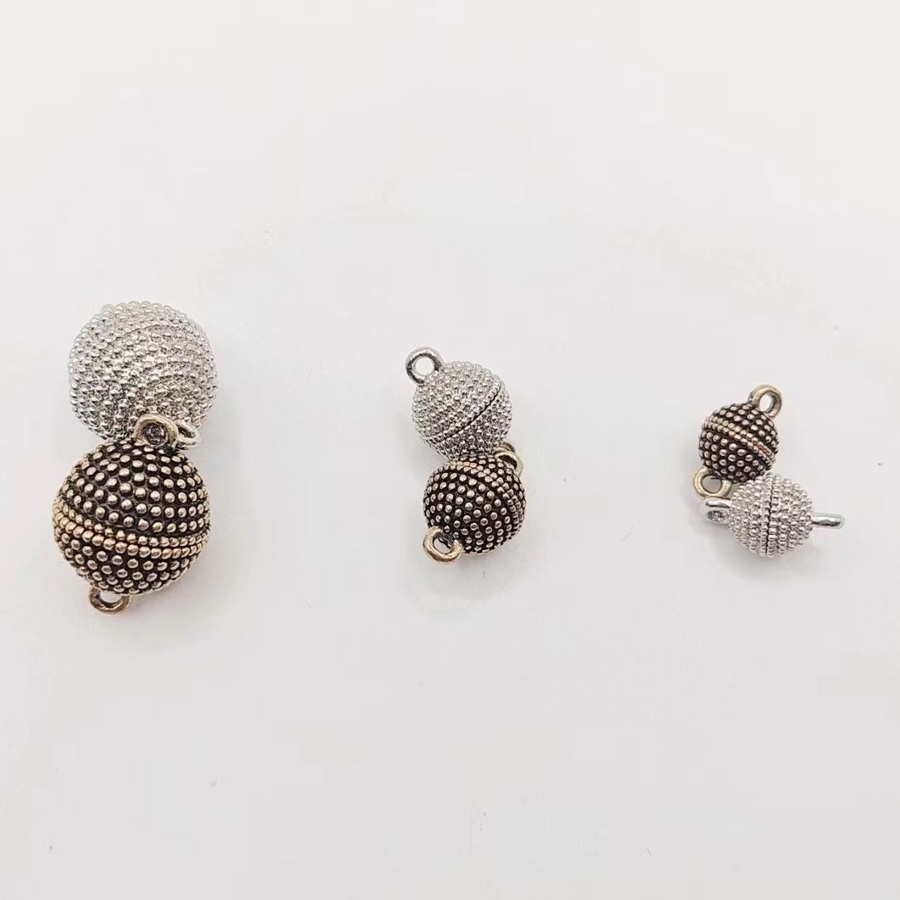 电镀合金麻面圆球磁铁扣手链项链首饰扣DIY饰品配件