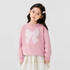 Lace fuchsia sweatshirt with bow