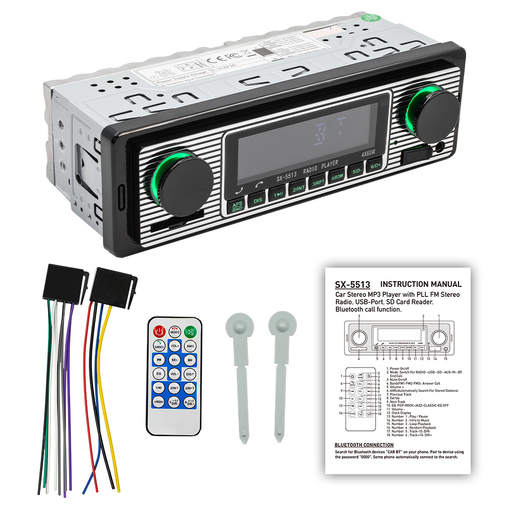 5513 Bluetooth coche REPRODUCTOR DE MP3 tarjeta USB reproductor de música consola central del coche FM Radio