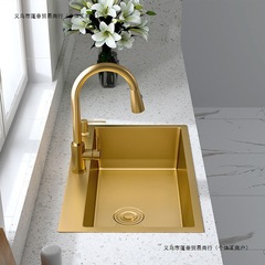 纳米304不锈钢水槽金色厨房洗菜盆台下盆大单槽加厚手工小洗碗池