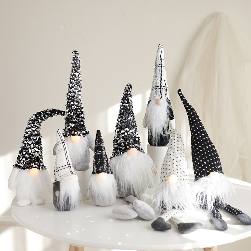 Muñeca de Navidad luminosa con muñeca de luces, pequeña fragancia, adorable Santa Claus negro sin cara, decoraciones de Navidad