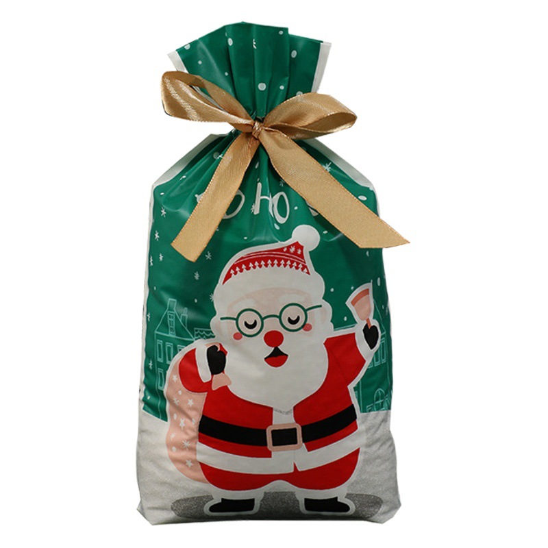 Bolsa de embalaje de Navidad transfronteriza Amazon bolsa de dulces para hornear copo de nieve bolsa de cordón de alimentos crujientes bolsa de cordón de fruta segura