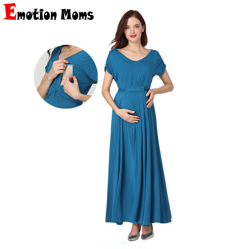 European and American plus size Fashion Pregnant Women's Long Dress Modal Super Soft Breastfeeding dress Adjustable Belt Pregnant Women's Evening Dress