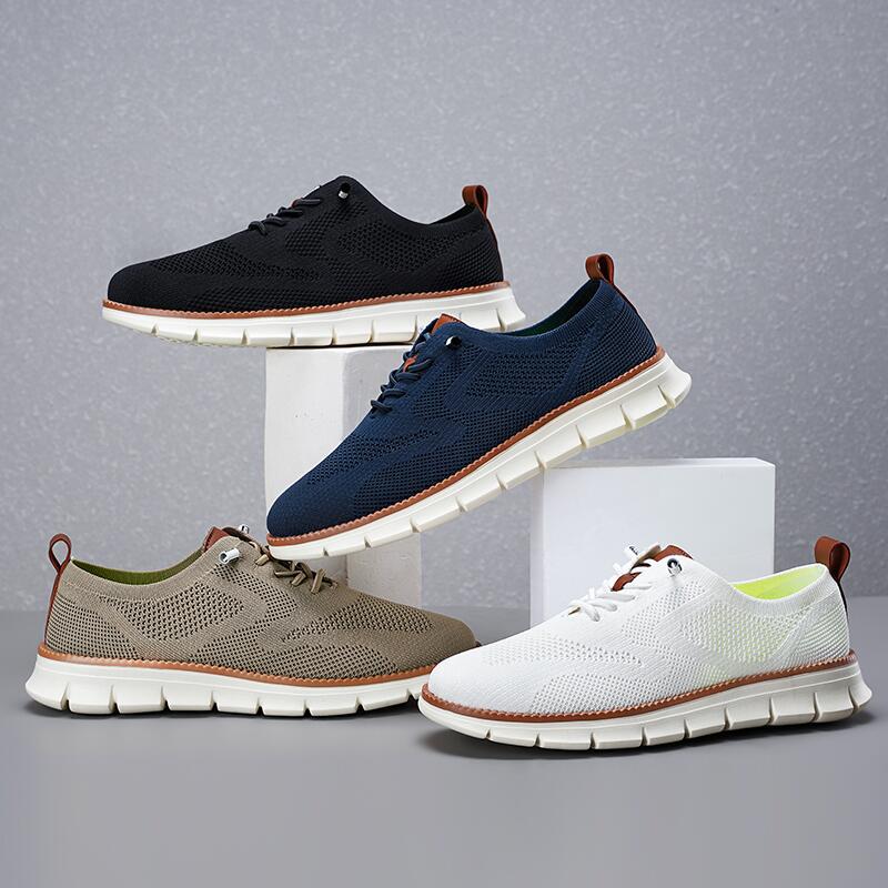 Cross-border men's shoes summer breathable 2025 new fly-woven mesh breathable casual shoes soft bottom sneaker British style men
