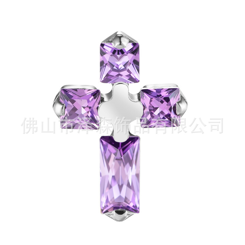 F136 Titanium Alloy Earrings Cross Diamond Lip Nail Inlaid Zircon Ear Bone Nail Body Piercing Jewelry detail image 10