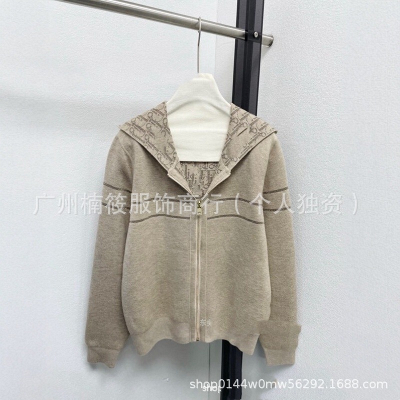 Nanyou Haute Couture CD 25 Autumn/Winter Classic Monogram Jacquard Double-Sided Knit Cardigan Women's Coat Top Nanyou Haute Couture CD 25 Autumn/Winter Classic Monogram Jacquard Double-Sided Knit Cardigan Women's Coat Top