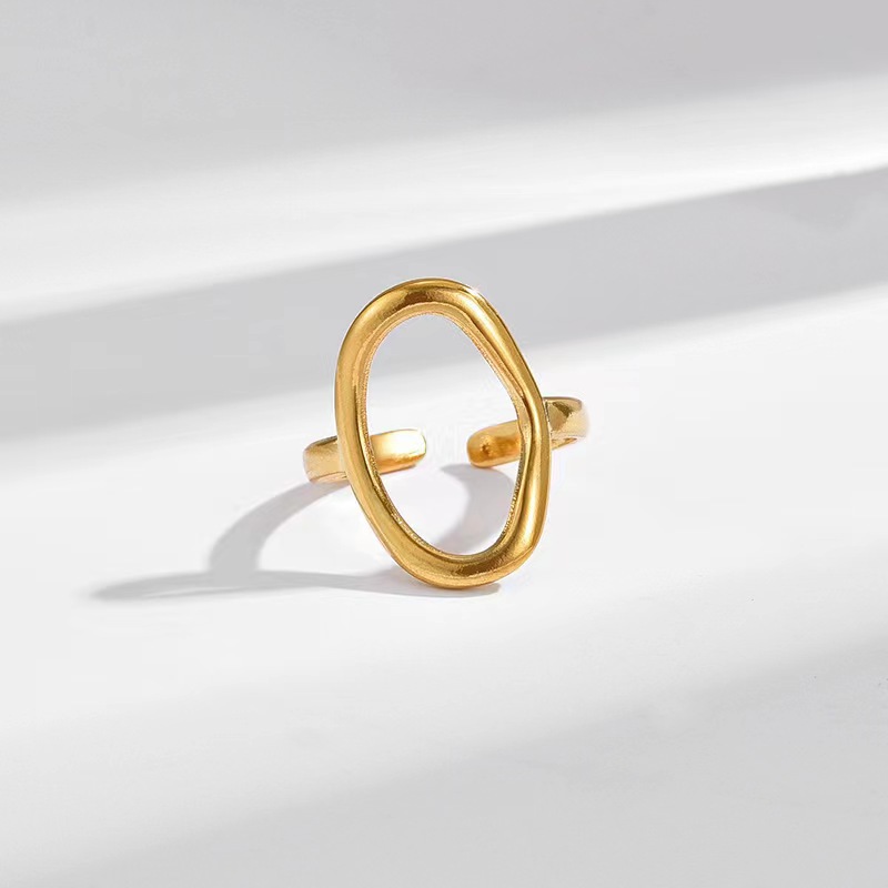 1 Piece Quantity Daily, Date Occasion Titanium Steel Material Titanium Steel Simple Style Oval Heart Shape Plating Open Rings