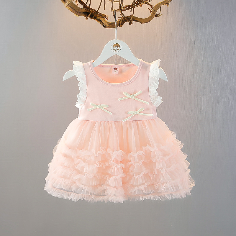 Summer Girls' Sleeveless Vest Skirt for Baby Girls' Summer Wear Sweet Veil Skirt for Little Girls' Summer Thin dress Trendy