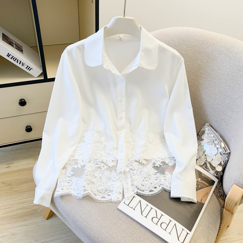 Real Shot of the Product: 2026 Spring New Style White Shirt, Stylish Hollow-Out Lace Blouse for Women Real Shot of the Product: 2026 Spring New Style White Shirt, Stylish Hollow-Out Lace Blouse for Women