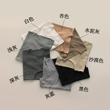 螺纹弹力工字背心 有机棉条纹运动背心打底上衣夏款 多色可选